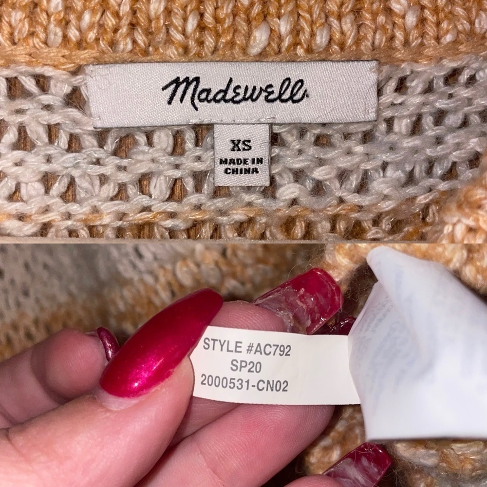 MADEWELL Baez Pullover Sweater in Stripe Marbled Caramel Size Extra Small - Picture 15 of 16